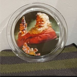 Coca-Cola Santa Glass Plate 13” round with Red and White Accents